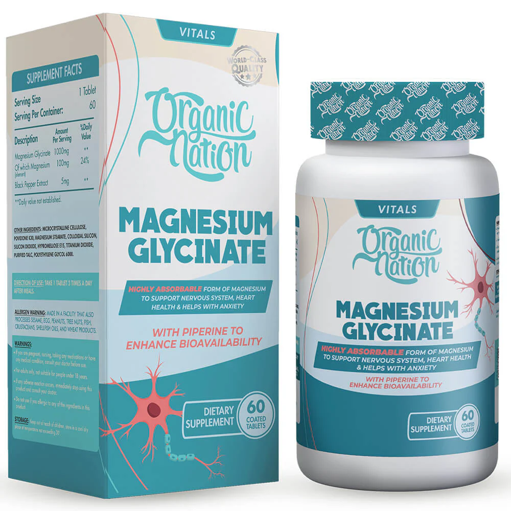 Organic Nation Magnesium Glycinate- 60Tablets