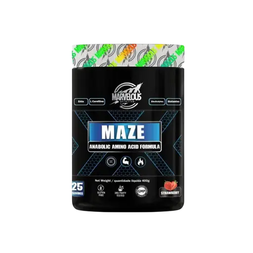 [634240172977] Marvelous Nutrition Maze Anabolic amino Acid Formula-400G-25Serv.-Strawberry