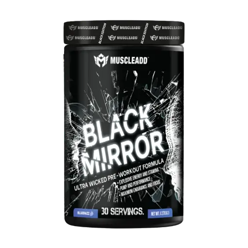 [6223007821025] Muscle Add Black Mirror-270G-30Serv-Blue Razz