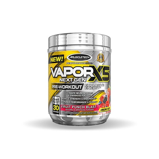 [631656254020] Muscletech Vapor X5 Pre-Workout 30 Serv.-Fruit Punch Plast